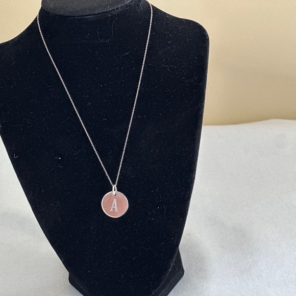 Sterling Silver‎ Engraved Initial A Disc Pendant with Silver 16 Necklace - Picture 2 of 8